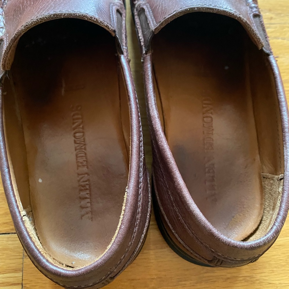 Allen Edmonds 10 D Miles Brown Leather Slip-Ons Loafers - Picture 5 of 9